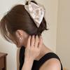 Pinza para el pelo de satén de doble capa con cuentas estilo vintage francés, con un toque elegante y sofisticado, pasador simple y versátil, accesorio para el cabello