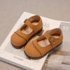 Sapatos Birkenth para Meninas 2025 Primavera e Outono Novos Sapatos de Couro Infantis Para Bebê Versátil Sola Macia Sapatos de Camada Única da Moda para Meninos