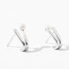 Gancho de dupla camada de design de linha reta temperamento abstrato pérola artificial arco simples brincos de estilo novo brincos femininos populares na internet