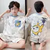 Pijama Novo para Meninos 2026 Verão Fino Manga Curta Roupa de Casa para Crianças e Adolescentes Conjuntos para Meninos para Usar ao Ar Livre