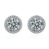 Aretes de moissanita simulación de transmisión en vivo para mujer estilo Ins amor plata de ley S925 circonita seis garras aretes de moissanita aretes