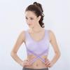 Sostén de talla grande inalámbrico con borde de encaje, cruzado al frente, hebilla lateral, deportivo para correr, yoga, ropa interior deportiva para mujer