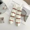 Meias Risadas com Laço para Outono e Primavera para Mulheres, Meias Largas Estilo Academia, Meias Longas Versáteis Estilo Jk