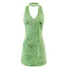 26362-2026 Vestido Bodycon Sin Mangas Espalda Descubierta Estilo Europeo y Americano Nuevo Primavera/Verano para Mujer, Vestido Ajustado Sexy con Cuello Halter