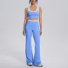 Top esportivo sem costura com blocos de cor transfronteiriços, calça de yoga justa com costas bonitas, calça pantalona de cintura alta, conjunto esportivo de yoga