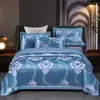 Conjunto de Luxo de Algodão Jacquard Cetim Estilo Europeu Quatro Peças, Conjunto de Cama de Casamento Bordado de Algodão Puro, Venda por Atacado do Fabricante