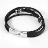 Pulsera Punk Trenzada de Cuero Transfronteriza Europea y Americana, Pulsera Sencilla de Múltiples Capas con Hebilla de Figura de Ocho, Joyería de Suministro Estable Transfronteriza