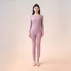 Ropa interior cálida de otoño e invierno para hombre, cachemir, acetato, top de otoño, pantalones de otoño, para mujer, antibacteriana, engrosada, ajuste ceñido, cuello redondo, capa base para pareja