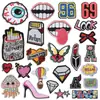 Parches bordados personalizados de moda y geniales con ojos y labios, adecuados para chaquetas de mezclilla, bolsos y proyectos de bricolaje; parches termoadhesivos, disponibles en stock
