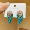 Pendientes de Cadena con Borlas Estilo Étnico Retro Lujo Ligero Temperamento de Alta Gama Versátiles Pendientes de Aguja Plateada para Celebridades de Internet Pendientes para el Trabajo