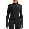 Cuello alto, Transpirable, Adelgazante, Cuello alto, Manga larga acanalada, Chaqueta de yoga, Ropa deportiva de otoño e invierno para aeróbicos, Color nude, Alta elasticidad
