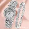 Set Popular Transfronterizo de Reloj y Pulsera para Mujer, Reloj de Cuarzo Incrustado con Diamantes, Reloj de Pulsera de Moda de Alta Gama para Estudiantes