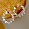 Fábrica directa de Yiwu moda coreana pendientes de botón con corona brillante de diamantes de imitación redondos para mujer pendientes de AliExpress suministro al por mayor