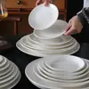 Prato raso prato raso prato prato para casa prato de porcelana de osso branco puro hotel restaurante barraca de comida prato para bife ocidental louça simples