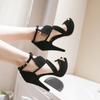 Sandálias de Moda Salto Agulha de Verão Boca de Peixe Europeia e Americana Combinação de Cores Plataforma Impermeável Sapatos de Comércio Exterior para Noite Tamanho Grande