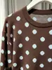 Exportaciones transfronterizas europeas y americanas 2026, venta al por mayor de ropa nueva de otoño e invierno para mujer, suéter de punto holgado con lunares artísticos vintage
