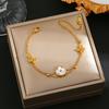 Europa e Estados Unidos venda quente transfronteiriça pulseira de aço titânio flor de quatro folhas feminina 18K ouro aço inoxidável nicho temperamento joia de mão não desbota