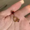 Año Nuevo~ Pendientes Redondos de Rubí Flotante Deslumbrantes Vintage en Oro, Pendientes de Lujo Ligero de Nicho de Gama Alta