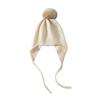 Sombrero de Cachemira 100% Puro para Mujer Estilo Simple de Lujo Ligero Otoño e Invierno Nuevo Color Sólido Jacquard de Industria Pesada Diseño de Bola de Pelo Sombrero Protector para los Oídos