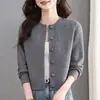 Otoño 2026 Nuevo Estilo Coreano Moda de Madre Cárdigan Suéter Corto Color Sólido Abrigo para Mujer Prendas de Punto Top Tendencia