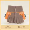 Luvas de Lã Cartoon Fofas para Crianças Meninas com Cinco Dedos Estudante Tricotadas Quentes à Prova de Frio para Meninos Equitação Quentes para Crianças Grandes