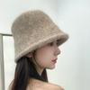 Chapéu de Balde Pelúcia Feminino Outono e Inverno Rosto Pequeno Quente Tricô Chapéu de Pescador Alta Qualidade Moda Passeio Versátil Chapéu de Balde