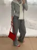Calça feminina de cinco cores, macia e elástica, com listras horizontais, modelagem que afina a silhueta, fluida, estilo preguiçoso, 26 novo estilo outono, calça reta casual versátil