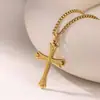 Collares Cruzados Europeos y Americanos para Hombres y Mujeres, Acero de Titanio Diamante de Alta Calidad Incrustado Cadena Larga Accesorios, Joyería Simple de Moda al por Mayor