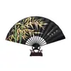 Leque Dobrável Estilo Tradicional Feito Inteiramente de Bambu, Leque Dobrável Estilo Chinês Personalizado, Leque Promocional Masculino, Leque Dobrável de Seda Portátil, Leques de Pintura a Tinta de 8 polegadas 10 polegadas