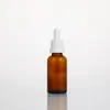 Botella de Aceite Esencial de 30ml Botella Pequeña Vacía Empaque Vidrio Color Té Sentido Avanzado Botella con Gotero de Presión Esencia Embotellada