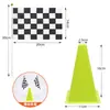 Conos marcadores de bandera en blanco y negro en stock para entrenamiento de carreras al aire libre, equipo deportivo con forma de cono de helado, obstáculos al por mayor