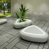 Banco de guijarros GRC con jardinera, elemento paisajístico para patio interior y exterior, silla de ocio de fibra de vidrio, personalizada de fábrica