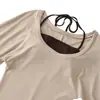 Conjunto de roupa estilo coreano, um conjunto completo de camiseta relaxed de ombro a ombro com amarração no pescoço para mulheres, início do outono, conjunto de duas peças de camisola de manga comprida slim-fit para usar em camadas
