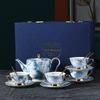 Juego de Tazas de Café de Porcelana de Hueso de Alta Gama y Elegante, Exquisita Taza y Platillo de Cerámica, Juego en Caja de Regalo Premium para Inauguración de Casa y Recién Casados