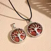 Ágata Cristal Redondo Árbol de la Vida Hueco Joyería Colgante Collar Amazon Ebay Transfronterizo Joyería de Piedra Semipreciosa