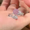 Pendente de Colar Octogonal Rosa Milênio Corte Rosa Diamante Paraíba Diamante de Alto Carbono Brincos de Diamante Roxo Anel Torcido de Água-Marinha para Mulheres