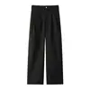 Pantalones casuales rectos de color liso de talla grande estilo americano para verano, pantalones anchos de pierna larga versátiles para hombre
