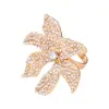 Moda Exagerada Dourado Design Vazado Sol Coração Flor Completo em Diamante Elegante Anel Aberto Versátil Feminino