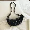 Bolsa de bolinho de alta costura com poá artístico estilo coreano, nova bolsa casual para ombro e transversal 2026, bolsa de chifre nicho e única
