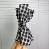 Pinza de plátano con lazo de tela a cuadros estilo coreano, pinza vertical de alta gama y exquisita para peinado semirecogido de mujer, accesorio para el cabello