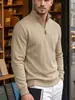 Roupas masculinas transfronteiriças TK estilo americano com listras verticais, waffle, meio zíper, gola alta, manga longa, cor sólida, moletom casual com zíper