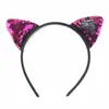 Amazon transfronterizo tela de lentejuelas reversibles diadema de orejas de gato tocado infantil diadema de orejas de gato hebilla de cabeza en stock