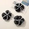 Caro com malha super fada pérola sintética enrolada flor de cinco pétalas acessórios de cabelo DIY feitos à mão corsage acessórios para roupas