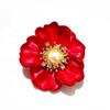 Broche Flor Peônia Vermelha Luxo Leve Alto Padrão Elegante Elegante Elegante Pérola Rosa Corsage de Alto Padrão Mulheres