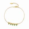 Tobillera Minimalista Elegante de Acero Inoxidable Chapado en Oro de 14K con Circonita Verde Incrustada para Mujer Transfronteriza Xuping
