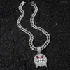 Collar con Cadena Cubana de Diamantes Completos Estilo Hip Hop Colgante de Emoji de Personalidad para Hombre Transfronterizo Europeo y Americano