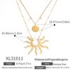 Collar de acero inoxidable con diseño de girasol para mujer, colgante hueco dorado personalizado, colgante individual, cadena de clavícula superpuesta de doble capa.