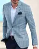 Blazer de Xadrez Masculino de Linha Única com Dois Botões Personalizado para Exportação Transfronteiriça, Blazer Casual Slim Masculino