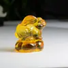 Estatueta de Coelho do Zodíaco em Vidro Coelho da Sorte Ornamento de Mesa Atrai-Riqueza Decoração para Casa Artesanato Presente Coelho de Cristal Amarelo