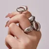 Misterio y Elegancia: Set de Anillos de Acero Inoxidable de Alta Gama en Oro Rosa con Diseño Geométrico Único para Mujeres - Joyería al por Mayor